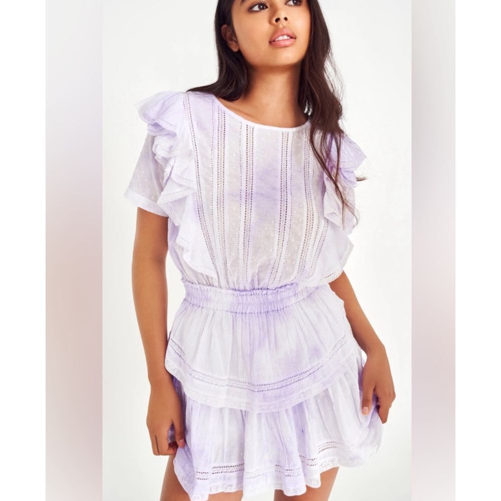 Love Shack Fancy Natasha Heritage mini ruffle dress‎ purple size large pastel